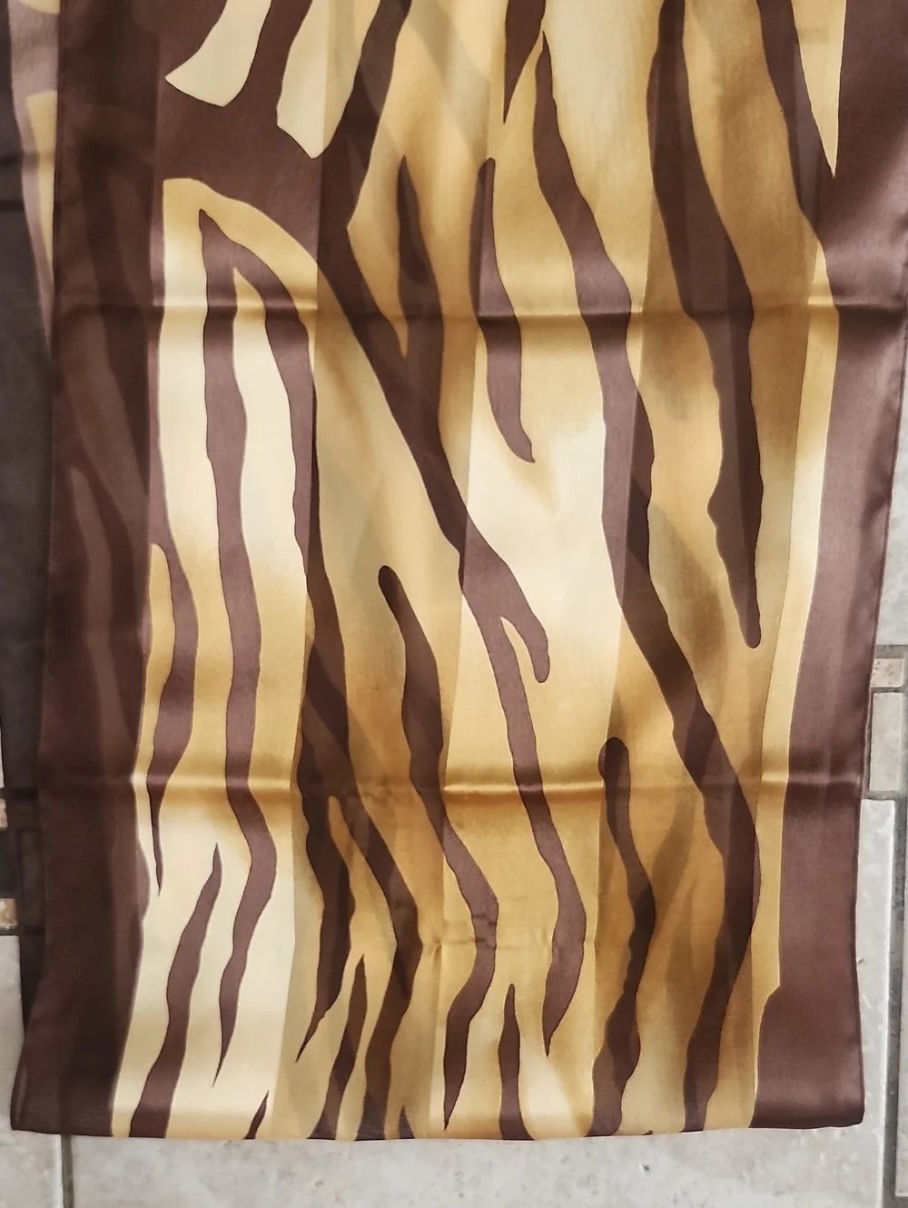 Vtg Elaine Gold For Collection XIIX Brown & Gold Zebra Print Sheer